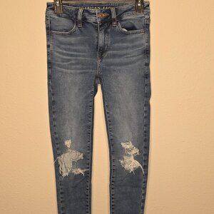 American Eagle Women's Distressed Denim Hi-Rise Legging Jeans